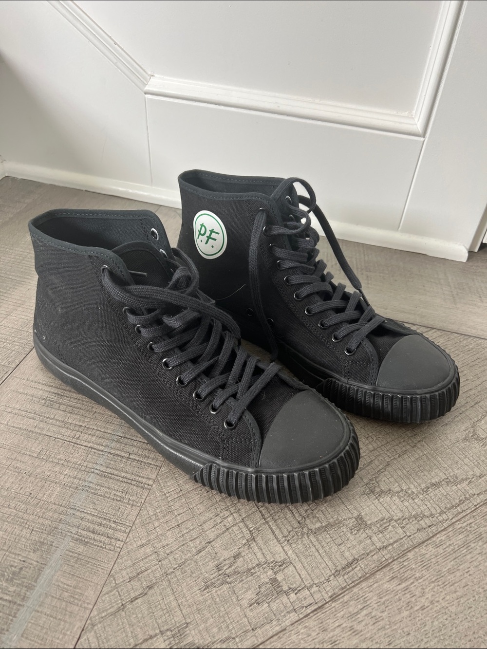 P.F. Flyers Black High-Top Canvas Sneakers men size 11.5